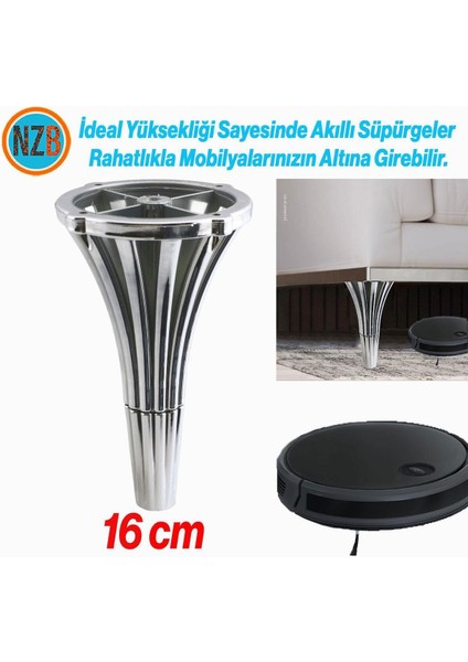 Mobilya Kanepe Koltuk Konsol Tv Ünitesi Baza Ayağı Orta Sehpası Ayak Ayakları 16 cm Krom Bej Tekli K