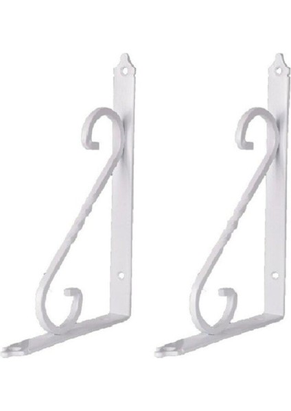 2 Adet 23X15 cm Raf Altı L Ayak Beyaz Dekoratif Demir Raf Ayağı Beyaz 2'li