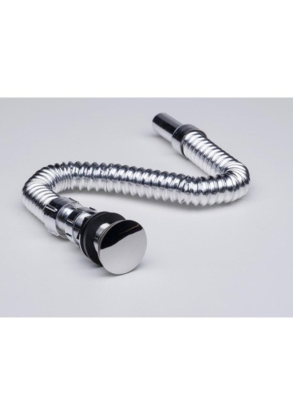 Koku Önleyicili Pop-Up Bas Aç Körüklü Banyo Lavabosu Gider Sifonu Krom Renk Lavabo Sifonu