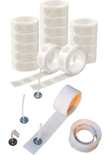 Nokta Çift Taraflı Bant 5 Rulo 500 Adet - Balon,mum Fitil Yapıştırma Şeffaf Çift Taraflı Bant Çift T