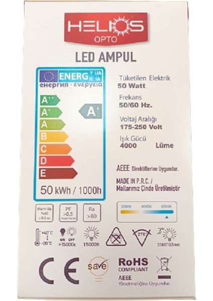 Helios Opto 50W LED Ampül Beyaz Işık E27 Tasarruflu Ampul 50 Watt Yok Tekli fırsatları