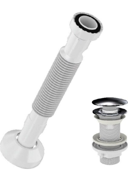 Pup-Up Çelik Kapaklı Koku Önleyici Basmalı Aç Kapa Lavabo Sifonu Tesisat Malzemeleri