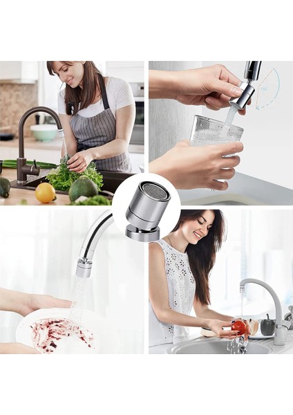 Içten Dişli Tasarruflu Musluk Başlığı Hareketli Metal Mutfak Batarya Ucu Perlatör 360 Derece Döner S indirimleri