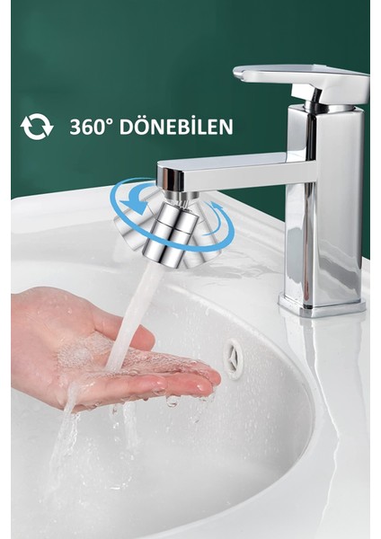Içten Dişli Tasarruflu Musluk Başlığı Hareketli Metal Mutfak Batarya Ucu Perlatör 360 Derece Döner S