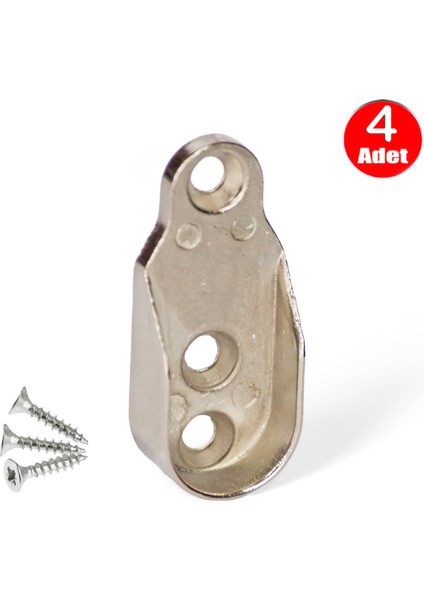 Dolap Içi Oval Gardrop Boru Tutucu Aparatı Elbise Askı Flanşı - 4 Adet Mobilya Bağlantı Elemanları G
