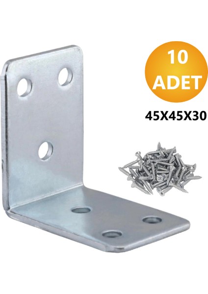 L Demiri Mobilya Eşya Dolap Duvara Sabitleme Köşebent Bağlantı Aparatı Gönye 45X45X30 mm 10 Adet Mob