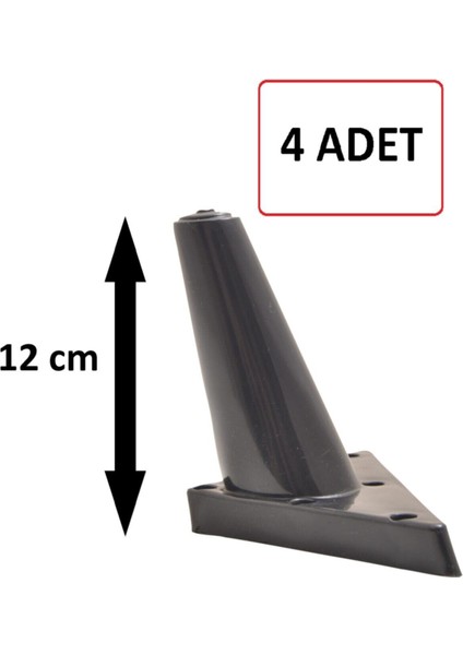 Sena Plastik Ayak Baza Ayağı Koltuk - Kanepe Ayağı Puf-Tv Ünitesi Ayağı 4 Adet 12 cm Siyah Renk Mobi modelleri