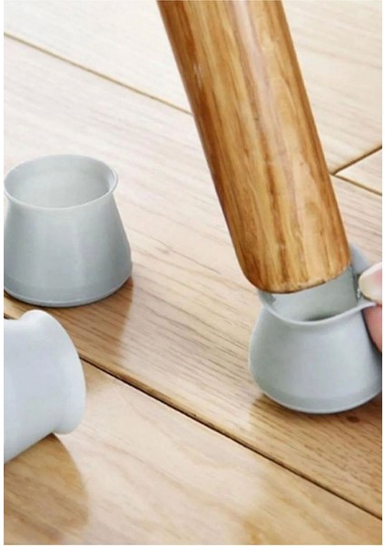 12 Adet Çizilmeyi ve Gürültüyü Önleyen Parke Koruyucu -Silikon Mobilya Sandalye Sehpa Ayağı Kılıfı B