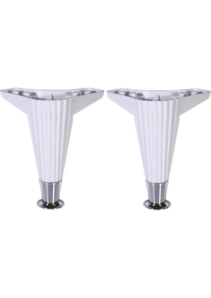 Mobilya Aksesuarı Baza Kanepe Koltuk Puf Ayağı Beyaz Krom 15 cm (2 Adet) Beyaz