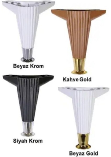 Mobilya Aksesuarı Baza Kanepe Koltuk Puf Ayağı Beyaz Krom 15 cm (2 Adet) Beyaz