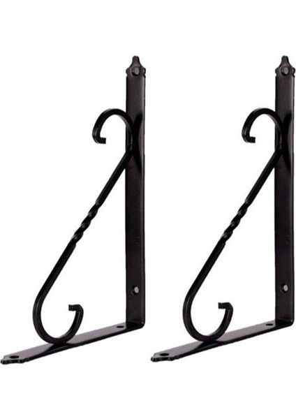 2 Adet Raf Altı L Ayak Siyah Dekoratif Demir Raf Ayağı 19X13 cm Siyah 2'li