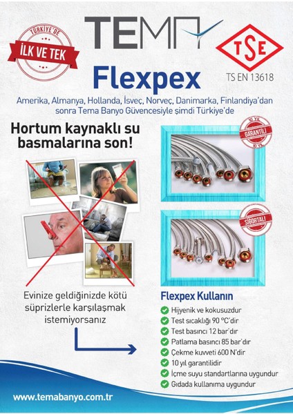 3/8 F M50 cm Flexpex (Batarya Bağlantı) ( 1 Adet ) Ankastre Duş Sistemi Metal Tr fiyatları