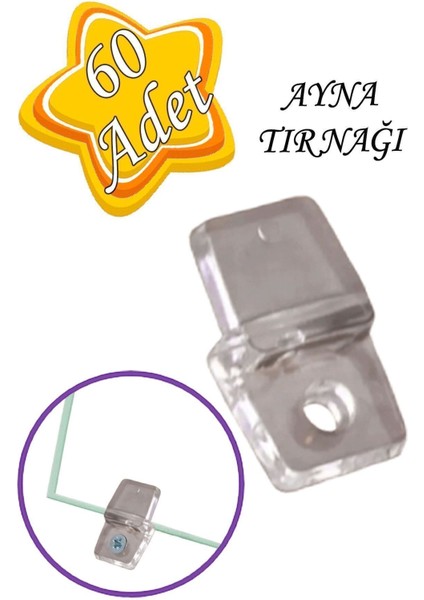 60 Adet Ayna Tırnağı Cam Ayna Tutucu Plastik Şeffaf Mobilya Bağlantı Elemanları Turuncu Tr