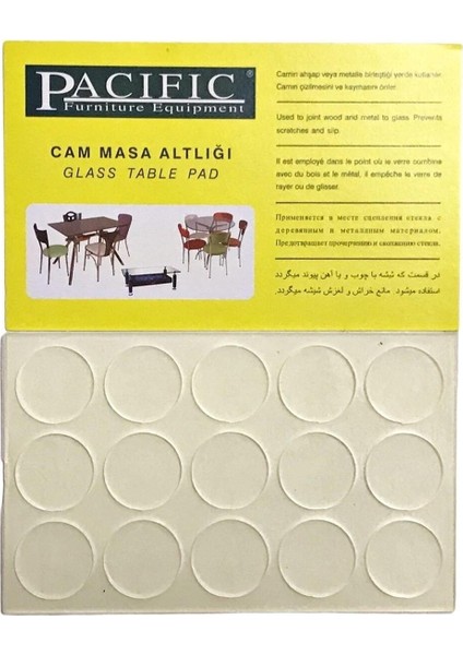 Pacific Cam Masa Altlığı Cam Tutucu Silikon Çap 22 mm Şeffaf Keçeler Ekru