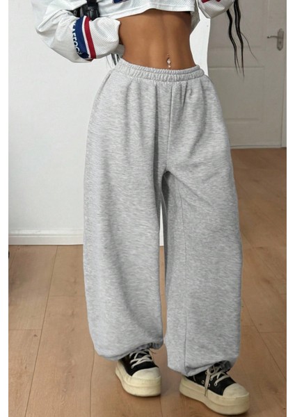 Erkek Kadın Baggy Bol Kesim Eşofman Altı Jogger Paça Siyah Gri Füme Oversize modelleri