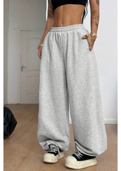 Erkek Kadın Baggy Bol Kesim Eşofman Altı Jogger Paça Siyah Gri Füme Oversize fırsatları