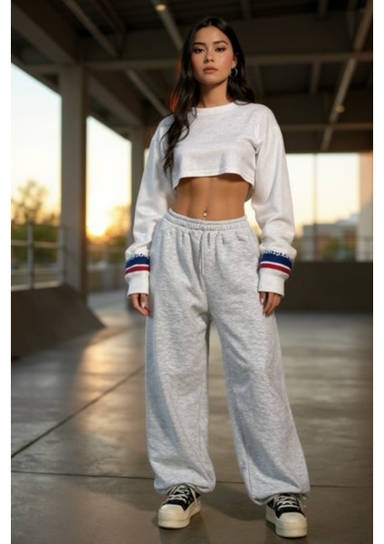 Erkek Kadın Baggy Bol Kesim Eşofman Altı Jogger Paça Siyah Gri Füme Oversize indirimleri