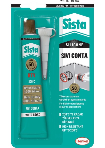 Sista Rtv Silikon Sıvı Conta (200°C) Beyaz 50 gr 2'li Paket