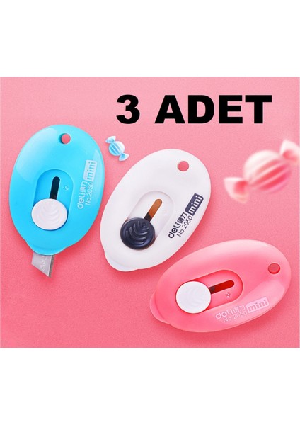 3 Adet Çok Amaçlı Çelik Bıçaklı Mini Tekli Falçata Maket Bıçağı