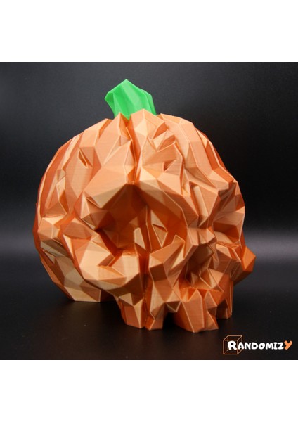 Low Poly Balkabağı Kafatası – Cadılar Bayramı Temalı 3D Baskı Dekor