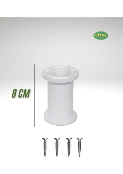 4 Adet 8 cm Mobilya Ayağı Baza-Koltuk (Plastik) Beyaz 4'lü Koltuk Ayağı Tr