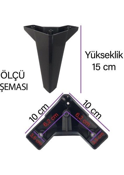 Serdivan 6'lı Set Mobilya Ünite Çekyat Koltuk Kanepe Ayarlı M8 Destek Ayağı 15 cm Siyah Baza Ayak Ma fırsatları