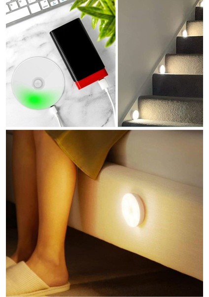 ® Hareket Sensörlü USB Şarjlı Spot Lamba Mıknatıslı ve Yapışkanlı Gün Işığı Renk LED Gün Işığı LED C fırsatları