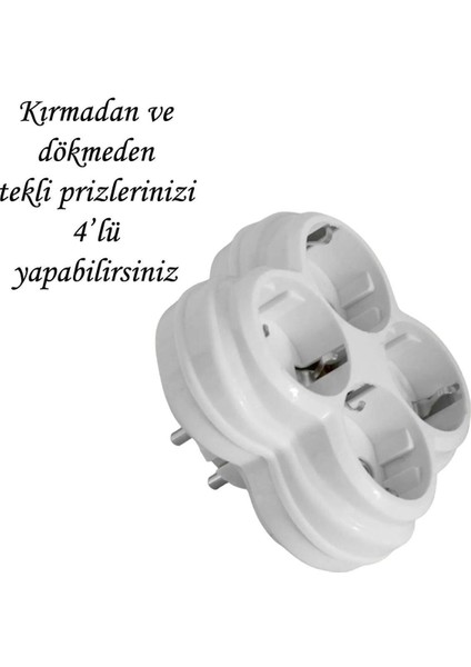 Dört Gözlü 4 Lü Topraklı Çocuk Korumalı Çoklu Grup Priz Çoğaltma Dörtlü Fiş Piriz Sıva Üstü Papatya fiyatları