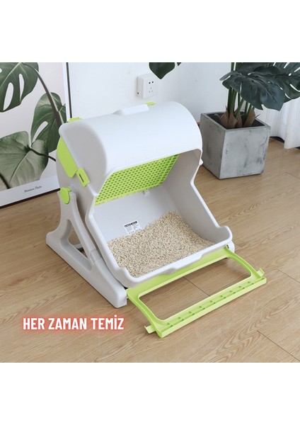 Kedi Tuvaleti Yarı Otomatik Tek Hamlede Kolay Temizlik Hijyenik Kullanım Pratik Kedi Kum Kabı modelleri