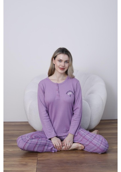 Kadın Pamuk'lu Düğme Yaka Raporlu Interlok Kışlık Pijama Takımı 05031 - 1 Adet fiyatları