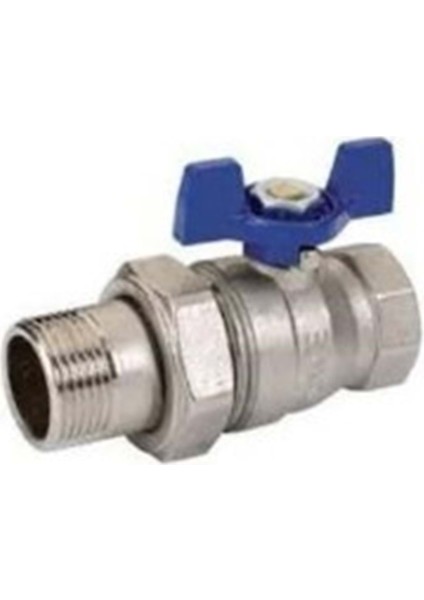 Kollektör Vanası Dış Dişli (Küresel) 1'' Mavi Renk Tesisat Malzemeleri Tr