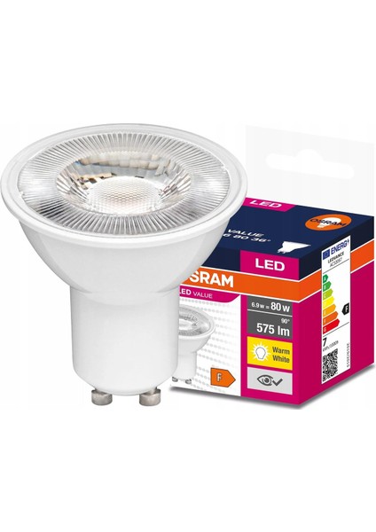 Value 6.9W/830 GU10 PAR16 80 36° LED Lamba Sarı Işık Sarı Işık GU10 LED Ampul 80 Watt Yok Tekli A'da