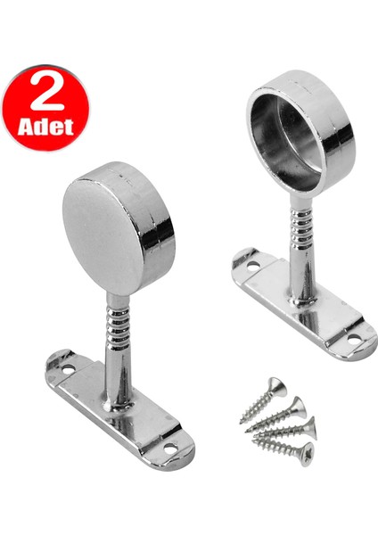 Yuvarlak Ayaklı Flanş Dolap Içi Halka Gardrop Elbise Askı Flanşı Boru Tutucu Aparatı - 2 Adet Mobily