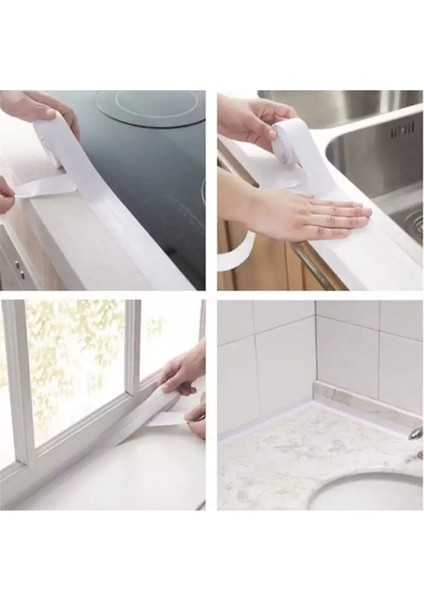 Su Sızdırmaz Geçirmez Bant Lavabo Küvet Kenar Bandı Küvet Duş 3,2 M x 38 Tamir Bandı Beyaz