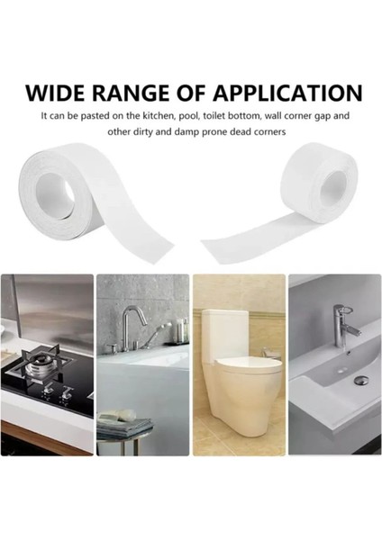 Su Sızdırmaz Geçirmez Bant Lavabo Küvet Kenar Bandı Küvet Duş 3,2 M x 38 Tamir Bandı Beyaz