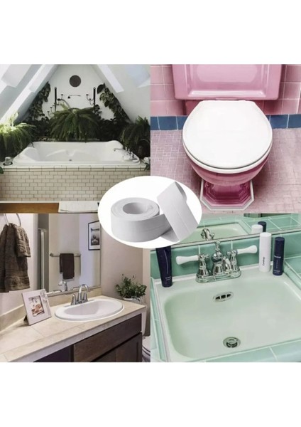 Su Sızdırmaz Geçirmez Bant Lavabo Küvet Kenar Bandı Küvet Duş 3,2 M x 38 Tamir Bandı Beyaz