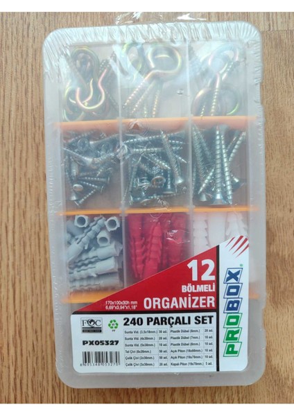 240 Parça Vida,dübel,duvar Çivisi,askılı Vida Set Vida Set