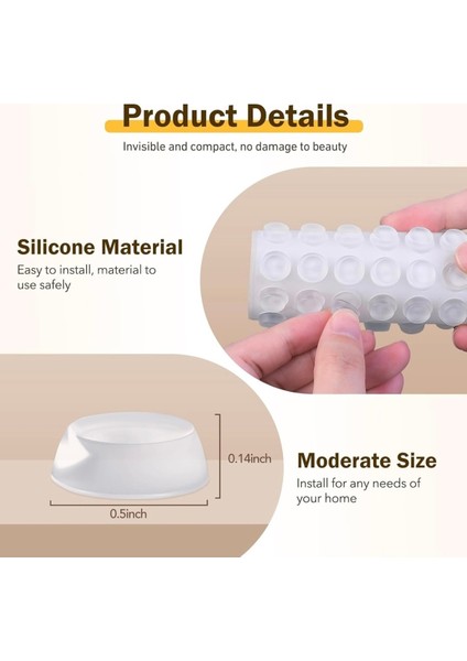 32 Adet Şeffaf Silikon Dolap Kapı Duvar Stoper Tampon Koruyucu Hızlı Yapıştırıcı Açık Beyaz Dolap Ka fiyatları