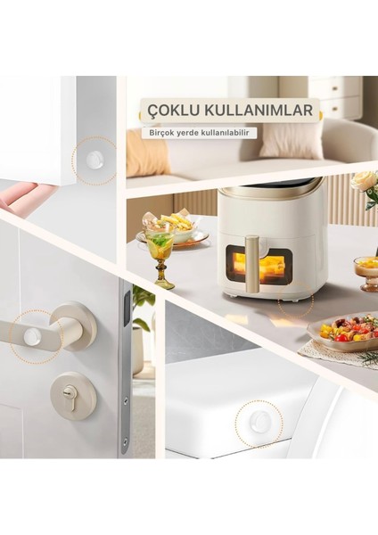 32 Adet Şeffaf Silikon Dolap Kapı Duvar Stoper Tampon Koruyucu Hızlı Yapıştırıcı Açık Beyaz Dolap Ka