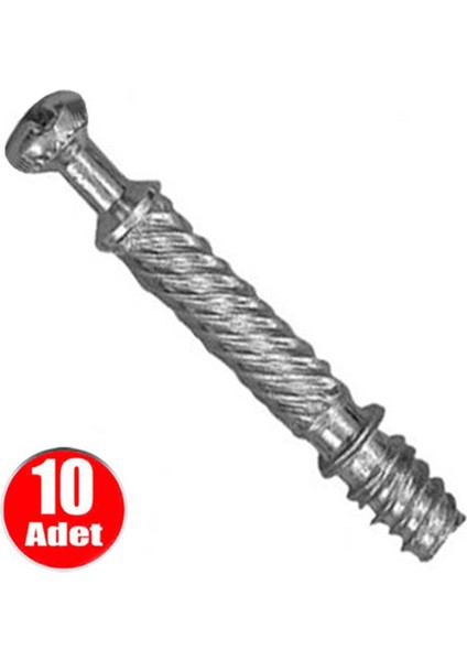 6mm Minifix Mili Mobilya Dolap Birleştirme Bağlantı Vidası - 10 Adet Mobilya Bağlantı Elemanları Met