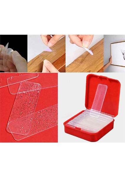 60 Parça Çok Amaçlı Çift Taraflı Bant 1 cm x 4,5 cm Nano Bant Duvar Bandı Izolasyon Bandı Şeffaf Bey fırsatları