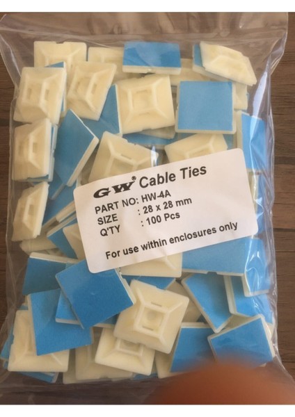 Yapışkan Kroşe 28X28 (100ADET) Yapışkanlı Kablo Bağı Tutucu Hızlı Yapıştırıcı