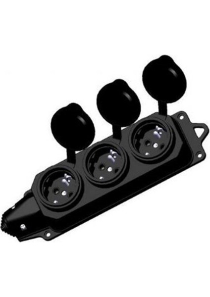 3 Lü Grup Priz Kauçuklu Klemensli Trifaze 3 Yok Yok Siyah
