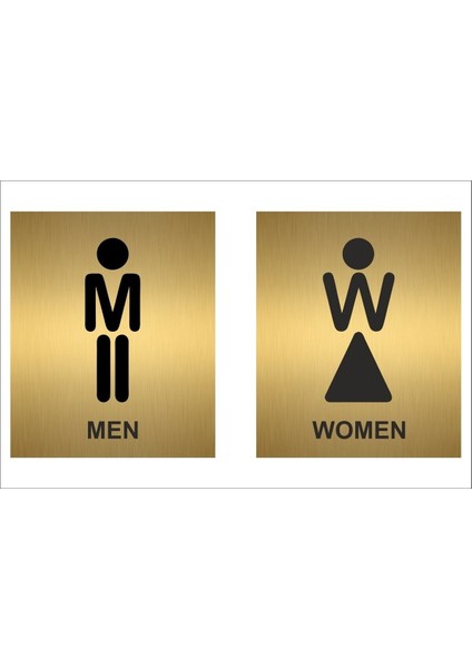 Wc Tuvalet Tabelası Kapı ve Duvar Yönlendirme Levhası 10X12 cm 2 Ayrı Metal Tuvalet Levhası