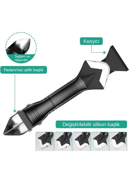 3'ü 1 Arada Fayans Derz Dolgu Kazıyıcı Sıyırıcı Silikon Sökücü ve Uygulayıcı Aparat Çok Amaçlı Bıçak