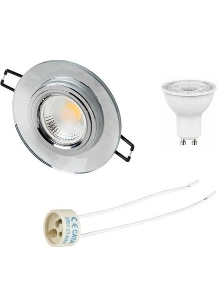 Yuvarlak Aynalı Cam Spot Ledli (7 Watt Günışığı Ampul Dahil) Sıva Altı Gömme Yok Gün Işığı GU10 7 Wa