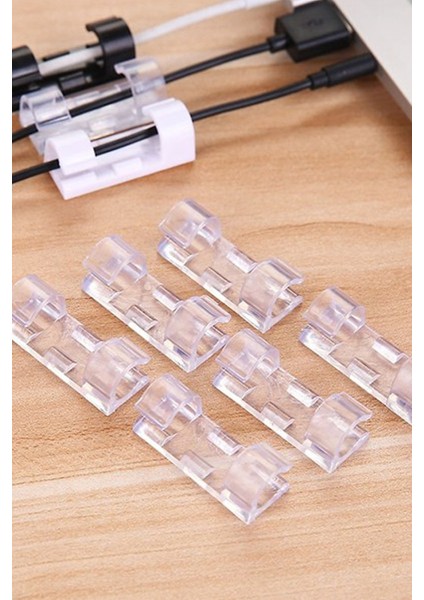 20LI Şeffaf Kablo Sabitleyici Düzenleyici Klips Duvar Fayans Cam Yapışkanlı Kablo Tutucu 20 Adet