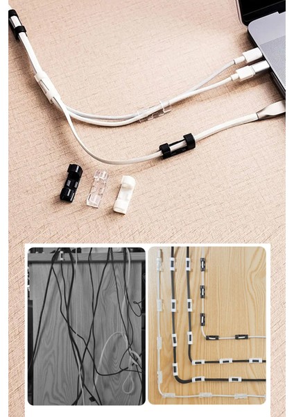 20LI Şeffaf Kablo Sabitleyici Düzenleyici Klips Duvar Fayans Cam Yapışkanlı Kablo Tutucu 20 Adet