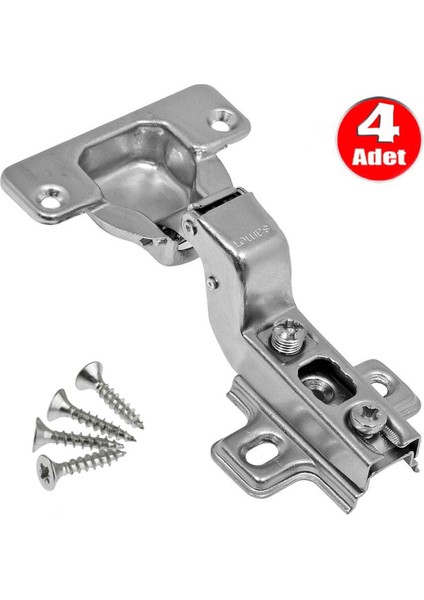 Samet Mobilya Menteşesi Dolap Kapak Tas Menteşe 4 Adet - Tam Deve Tip Mobilya Menteşeleri Metalik