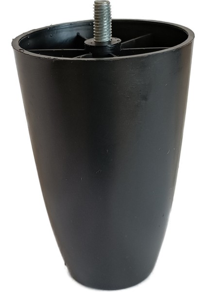 Vida Ölçüsüne Dikkat) - 12 cm Armut Plastik Baza Koltuk Kanepe Ayağı 8 Adet Siyah 3/8 Kalın Vida Mob